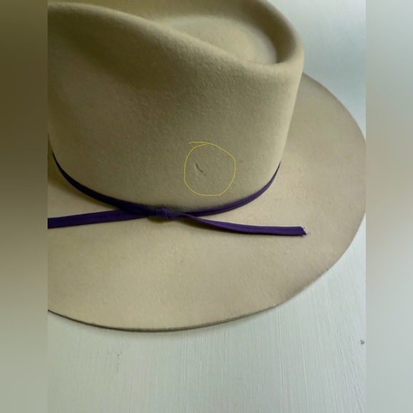 RENEGADE 100% Wool Cowboy Western Hat Sz 7, 56 Ivory W/ Purple Rodeo Texas USA